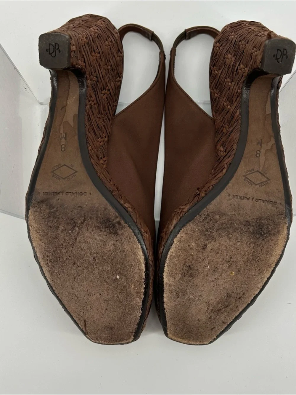 Donald J. Pliner Myzie Brown Open-Toe Slingback Wedges